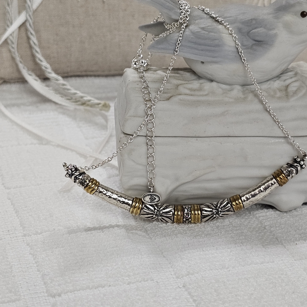 Silpada 925 Silver Necklace with Brass and CZ Accents - Picture 5 of 11